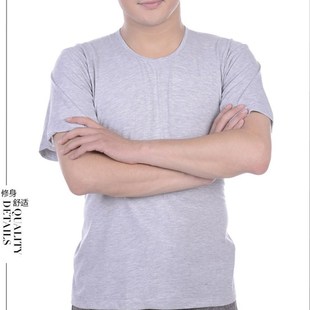 纯棉圆领短袖 男士 T恤宽松加大码 汗衫 春夏季 老汉衫 中老年人老头衫