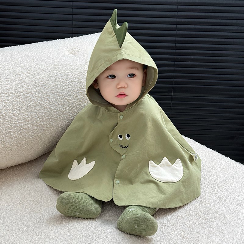 婴儿防风斗篷春装男女宝宝披风外套幼儿挡风外出衣服卡通连帽披肩