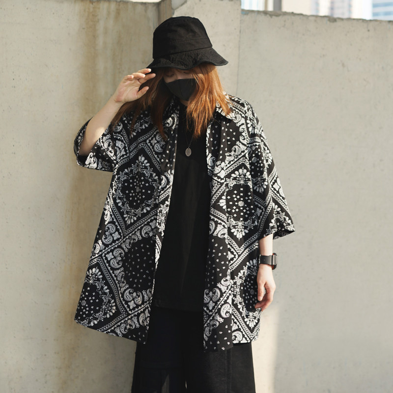 黑色腰果花佩斯利短袖雪纺衬衫女夏季薄款宽松外穿衬衣防晒衣开衫,女装/女士精品,衬衫,淘宝优惠券,粉丝福利购,淘宝优惠卷