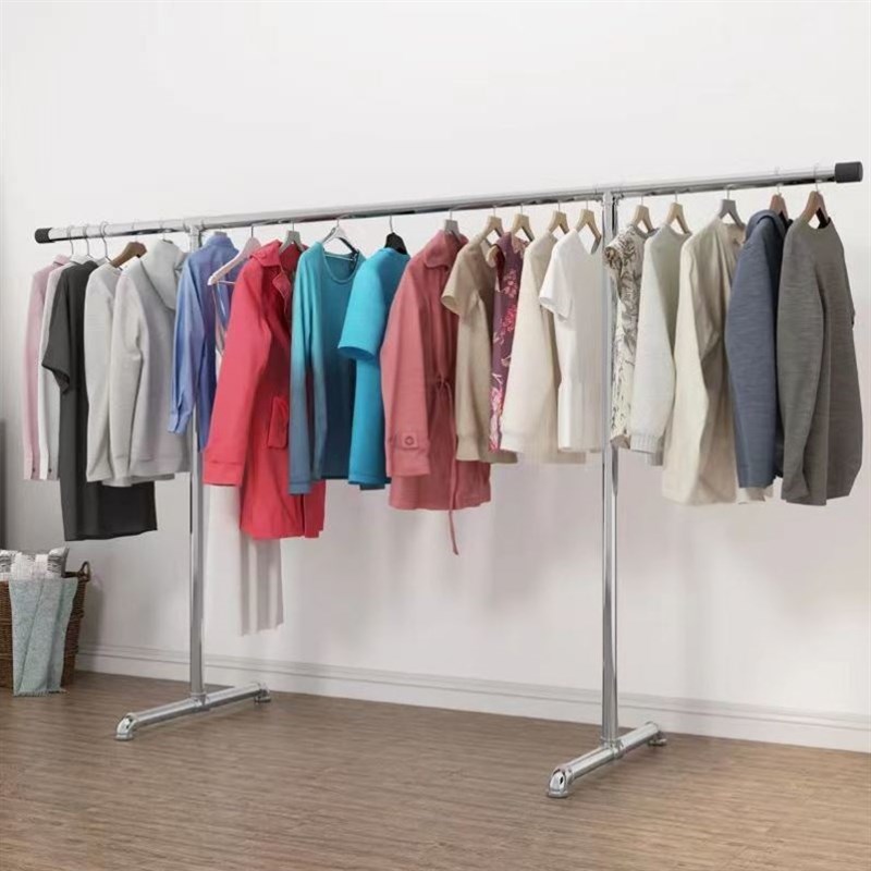 加厚加粗钢管晾衣架镀锌钢管挂衣架单杆落地晾衣杆阳台不生锈晒被