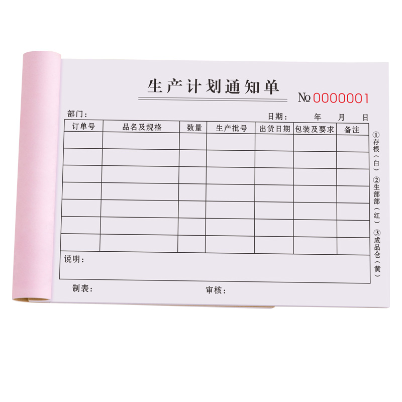 生产计划单三联车间下料加工报表下单排产登记本领料记录表发货日