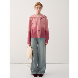 学院风毛衣外套 新款 JIUJIU设计感复古渐变色针织开衫 女2025春季