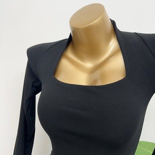 加绒双层 打底 暖呼呼秋冬性感加厚t恤上衣复古摩卡姜黄色保暖长袖