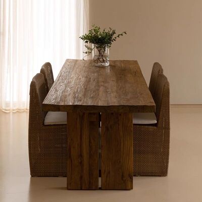 文森侘寂风原木餐桌板桌简约复古书桌原木家用吃饭民宿工作台茶桌