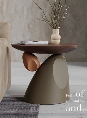 中古奶油风石来运转边几客厅家用可移动茶几沙发艺术角几落地摆件