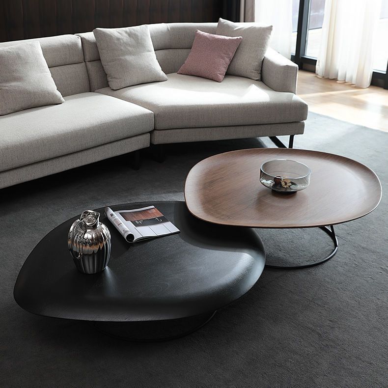 北欧极简胡桃木色茶几现代简约客厅创意设计师款式网红铁艺茶桌