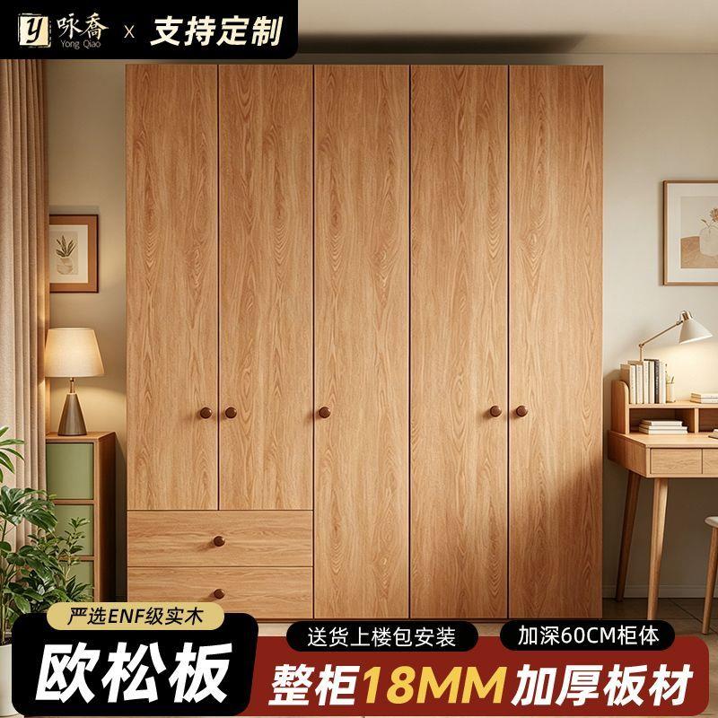 ENF级欧松板加厚衣柜家用卧室整柜18MM平开门轻奢简约大衣橱图片