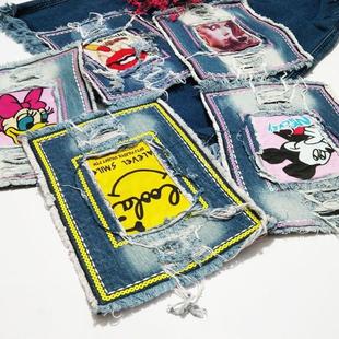 衣服补丁手缝款牛仔裤补丁手缝补丁布料手缝衣服漏洞装饰补丁刺绣