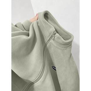 双面摇粒绒外套女秋冬季抓绒冲锋衣内胆2025新款拉链颗粒绒卫衣厚