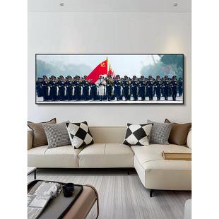 阅兵仪仗队挂画国之脊梁三军横版壁画大气客厅办公室背景墙装饰画
