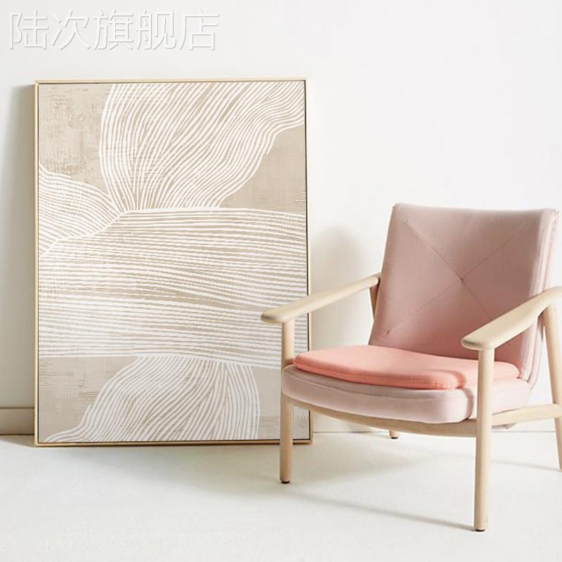 简约北欧莫兰迪色抽象几何线条侘寂风玄关装饰画入户酒店大厅挂画图片