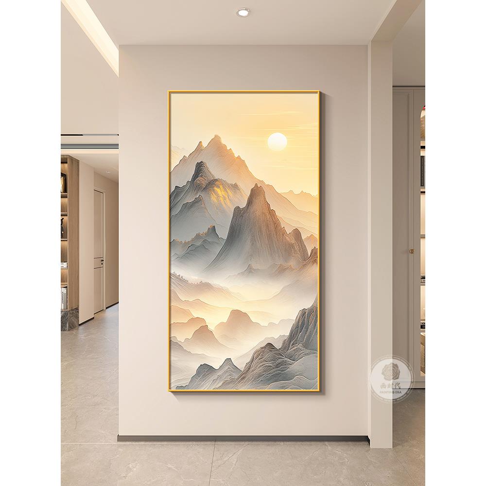 背有靠山玄关装饰画现代简约客厅走廊过道挂画有山无水靠山图壁画