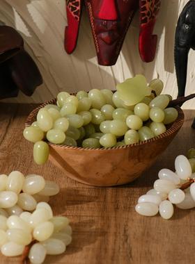 侘寂风玉石葡萄装饰摆饰创意样板间客厅玄关高档软装彷真水果摆设