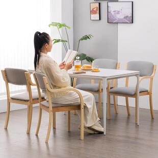 养老院餐椅猫抓皮实木带扶手靠背餐厅老人椅家用新款北欧轻奢椅子
