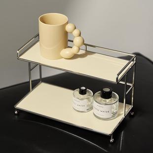 现代简约轻奢风多彩化妆品收纳架置物架桌面护肤品梳妆台金属银色
