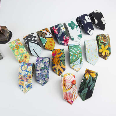 春夏森林植物系花朵领带男士正装商务休闲复古花纹高端结婚拍照