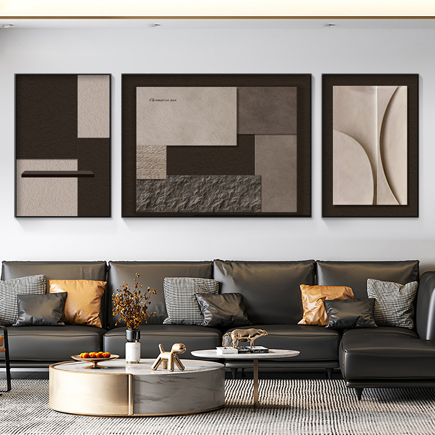 客厅沙发背景墙装饰画2025抽象画轻奢高级感挂画高档大气砂岩壁画