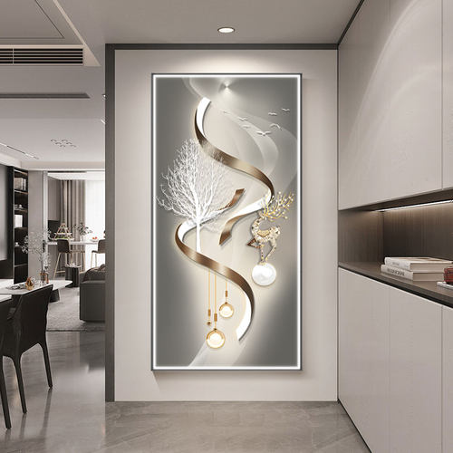 轻奢门厅装饰画、高雅走廊末端壁画、富禄抽象前门走廊玄幻挂画