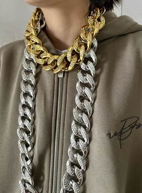 满钻女神土豪金项链男超链项链塑料仿真直播道具