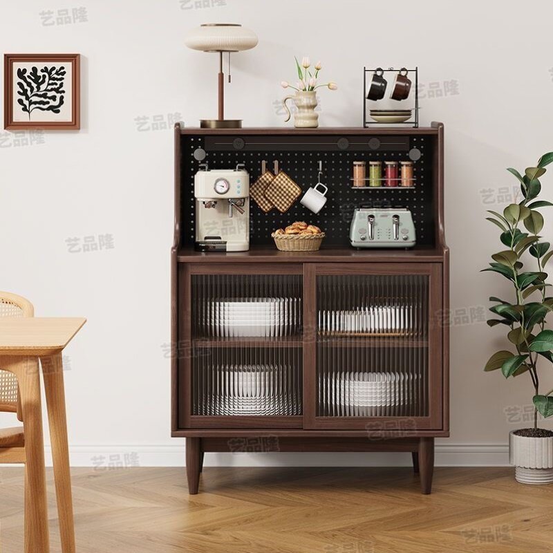 日式实木餐边柜咖啡机摆放台2025新款茶水柜置物柜洞洞板储物柜子