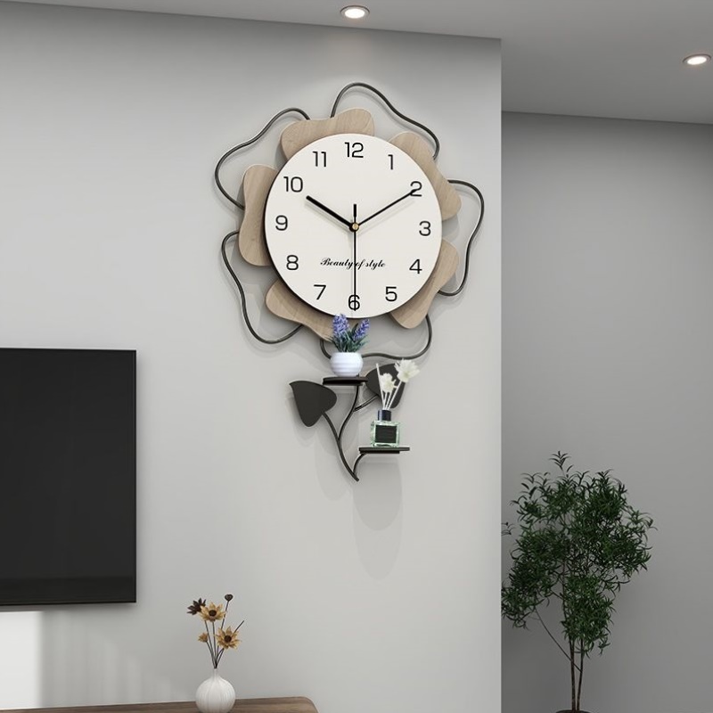 创意钟表挂钟客厅静音2025新款简约现代时尚家用个性挂墙时钟花儿