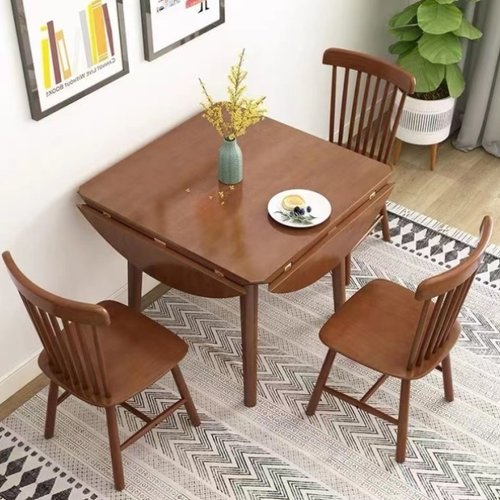 全实木变形餐桌可折叠桌子小户型方桌饭桌家用圆桌轻便多功能桌子