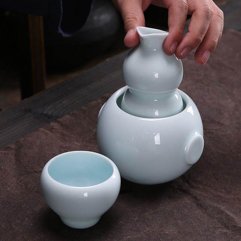 温酒壶烫酒暧酒器套装黄酒清酒陶瓷白酒杯套装二两家用热酒具老式