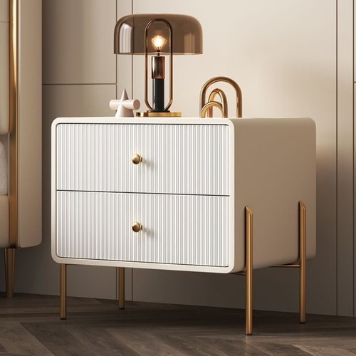 新款落地简约卧室实木床头柜高级感现代轻奢床边柜岩板整装收纳柜