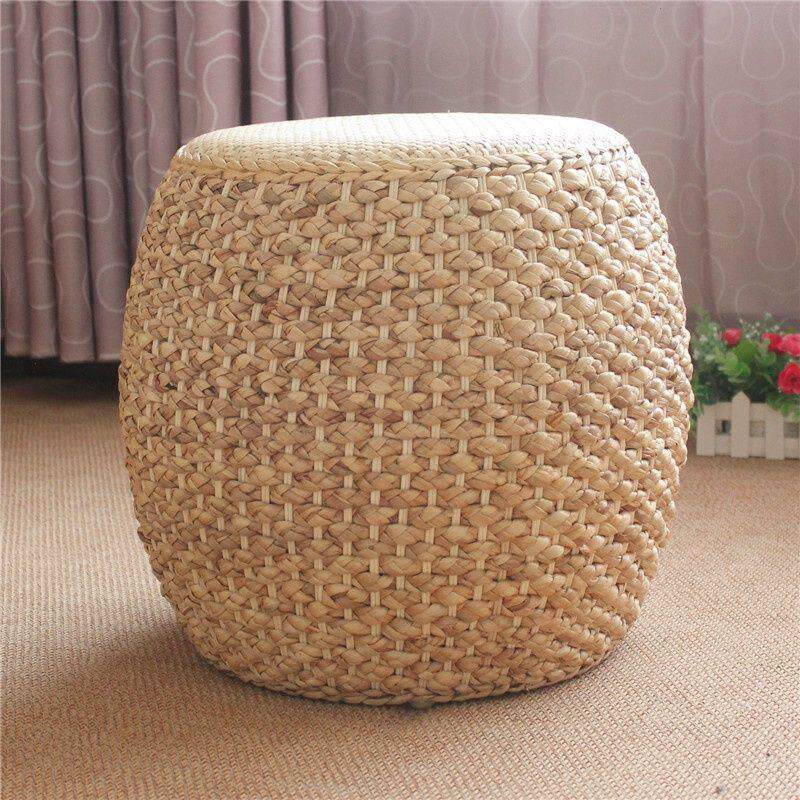 藤编蒲团草藤鼓凳木框架