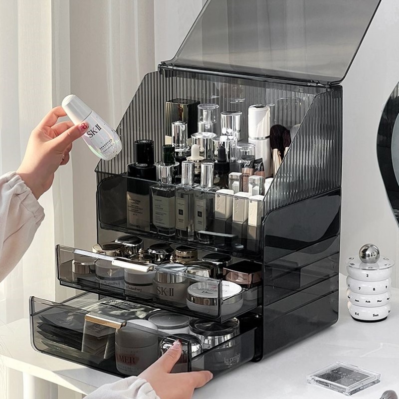 化妆品收纳盒防尘有盖亚克力梳妆台桌面护肤品口红整理盒子大容量