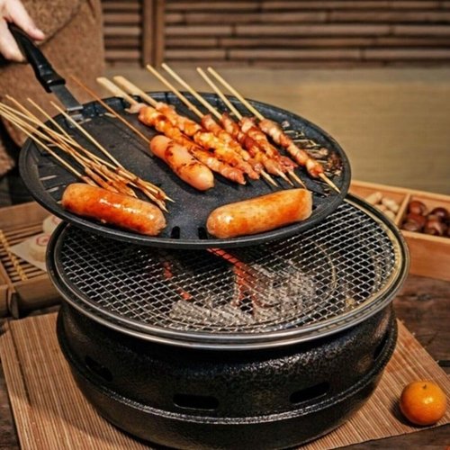 韩式碳炉烧烤炉围炉煮茶不粘烤肉炉家用户外便携烧烤架日式烤炉
