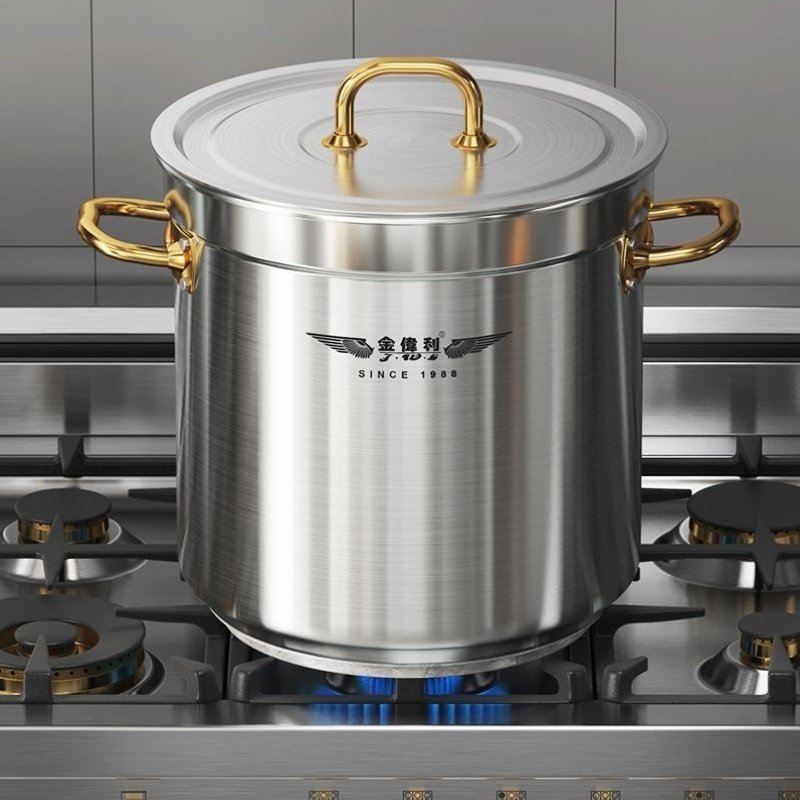 翅片节能汤桶304不锈钢商用燃气复合底节能大汤锅卤水熟食聚热桶