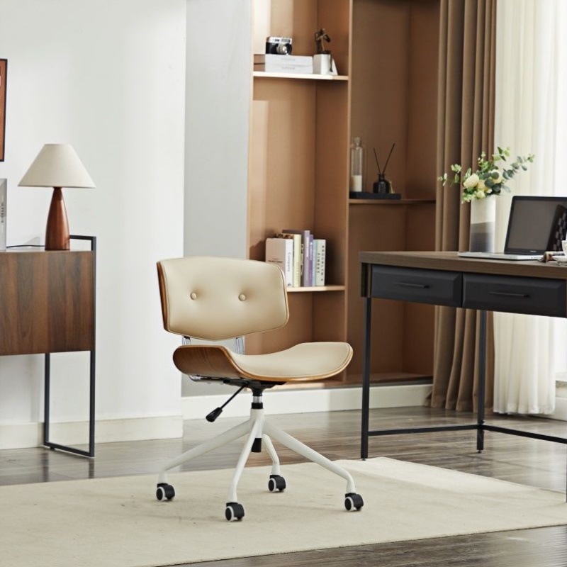 实木办公椅子可升降新款带轮家用写字网红电脑椅久坐不累轻奢风格