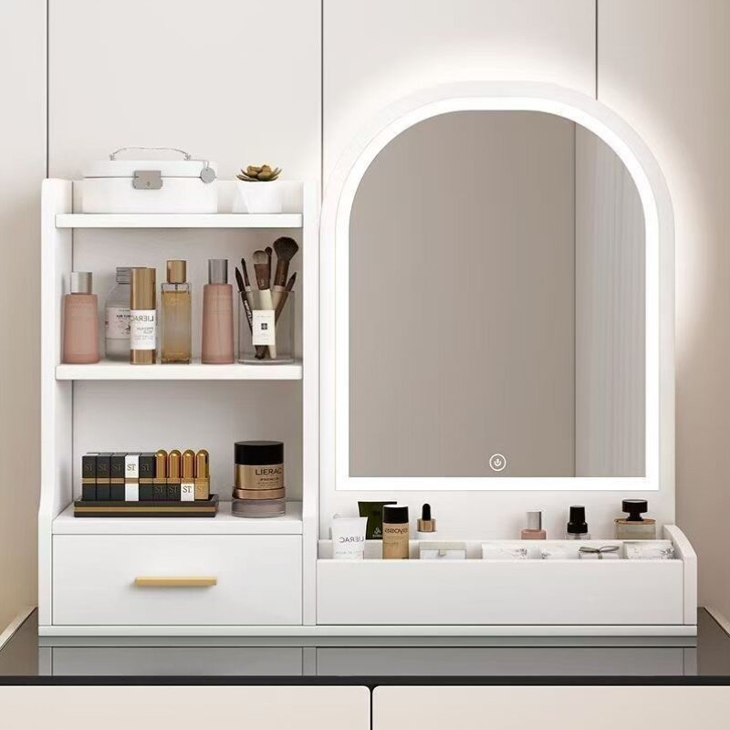 化妆品收纳盒抽屉式首饰护肤品面膜口红带镜子桌面整理大号储物盒