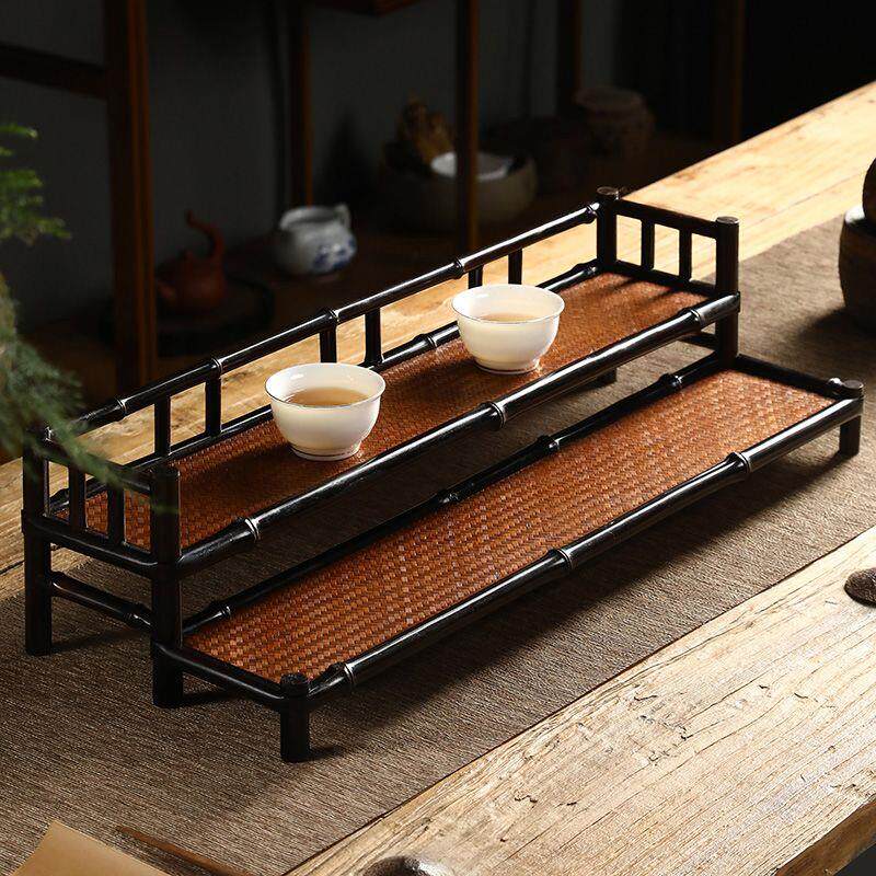 紫竹双层茶杯架席面晾带