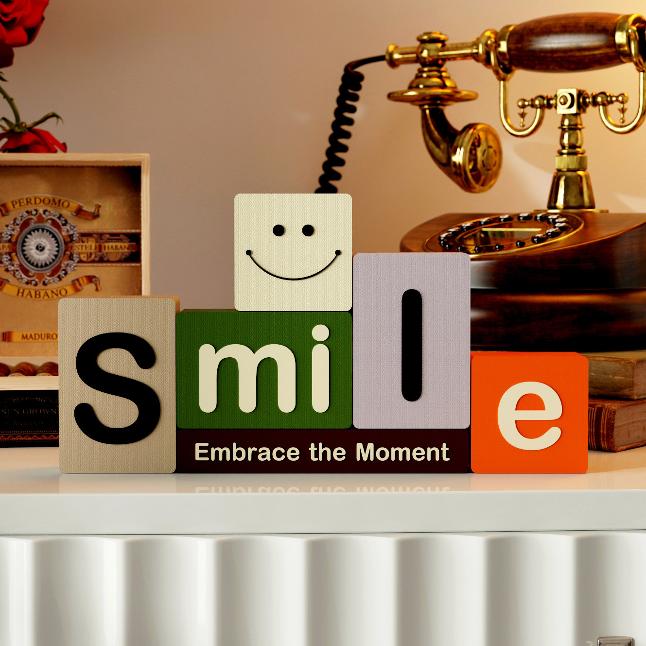 艺术摆件1005SMILE创意笑脸字母摆件文艺客厅现代桌面玄关装饰品