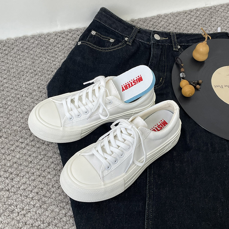 ins新款厚底帆布鞋子增高溶解鞋百搭潮流小白鞋chic学生休闲板鞋