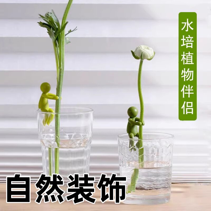 创意人物造型水培花架玻璃透明简约桌面装饰多功能绿植支架