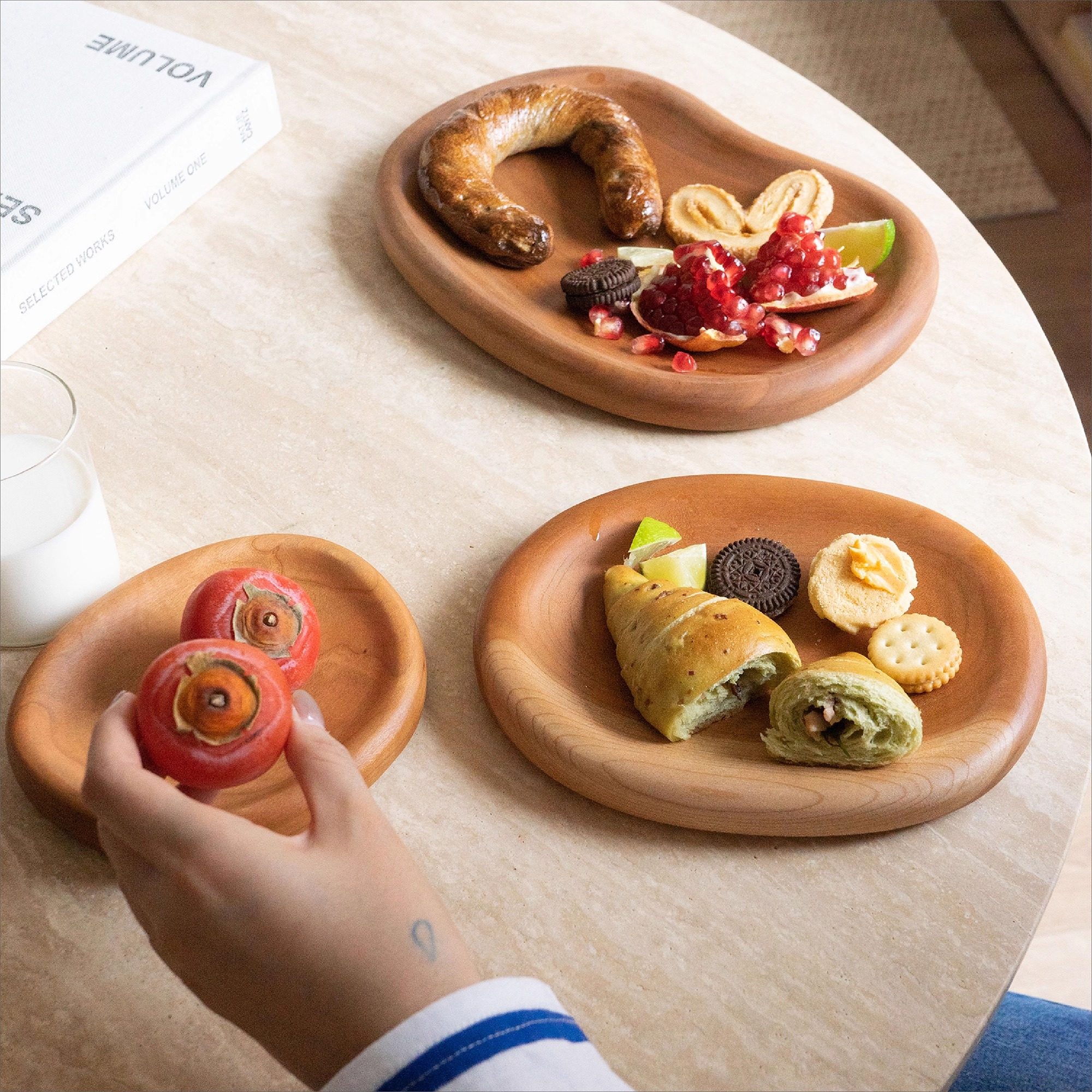 MOIMO水滴盘 樱桃木白蜡木餐盘家用烘焙托盘水果盘 整木制作,餐饮具,餐用托盘,淘宝优惠券,粉丝福利购,淘宝优惠卷