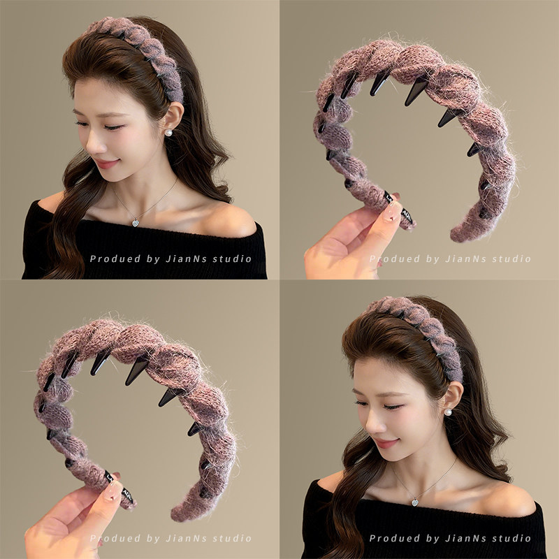 高颅顶毛线针织齿梳发箍女2025新款洗脸压发头箍发卡时尚百搭头饰,饰品/流行首饰/时尚饰品新,发饰,淘宝优惠券,粉丝福利购,淘宝优惠卷