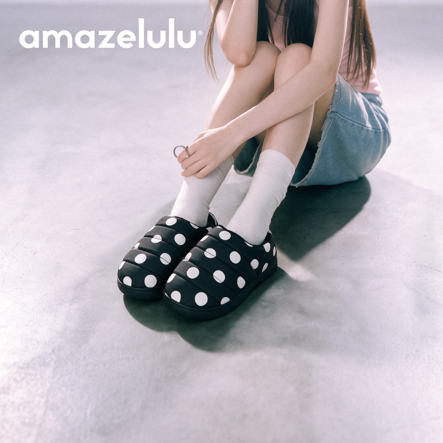 amazelulu外穿棉拖鞋女包跟厚底防滑防水2026新款冬季波点月子鞋