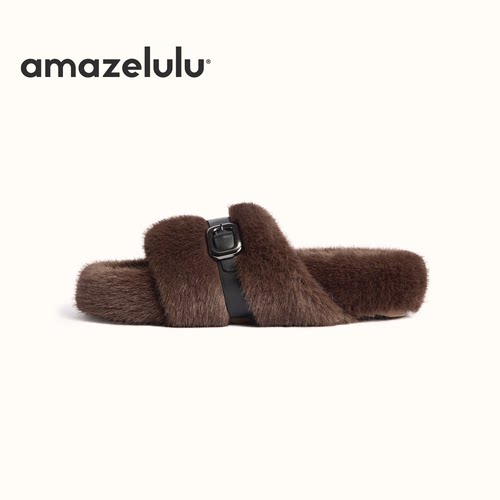 amazelulu毛毛拖鞋女外穿加绒