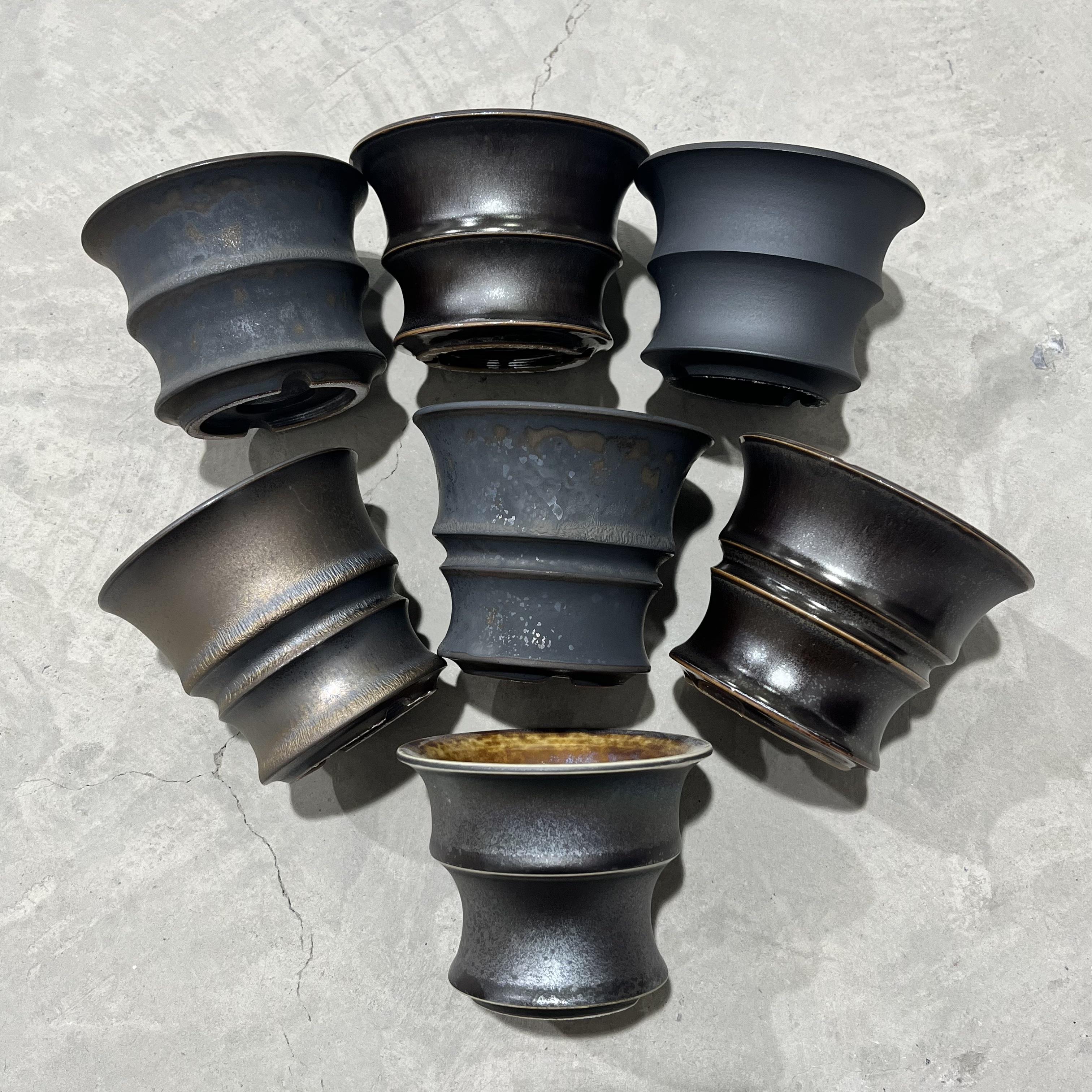 小号黑金块根植物盆手工潮流陶瓷花盆龙舌兰仙人球龟甲龙素里