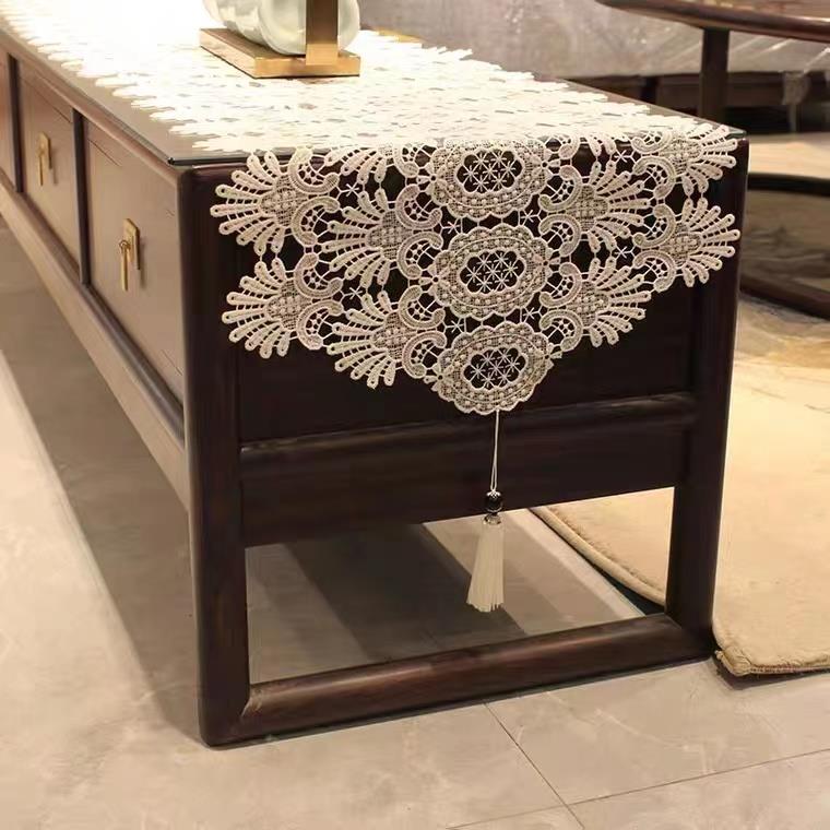 新中式轻奢欧式蕾丝布艺茶几餐桌桌旗电视柜鞋柜五斗柜防尘盖巾