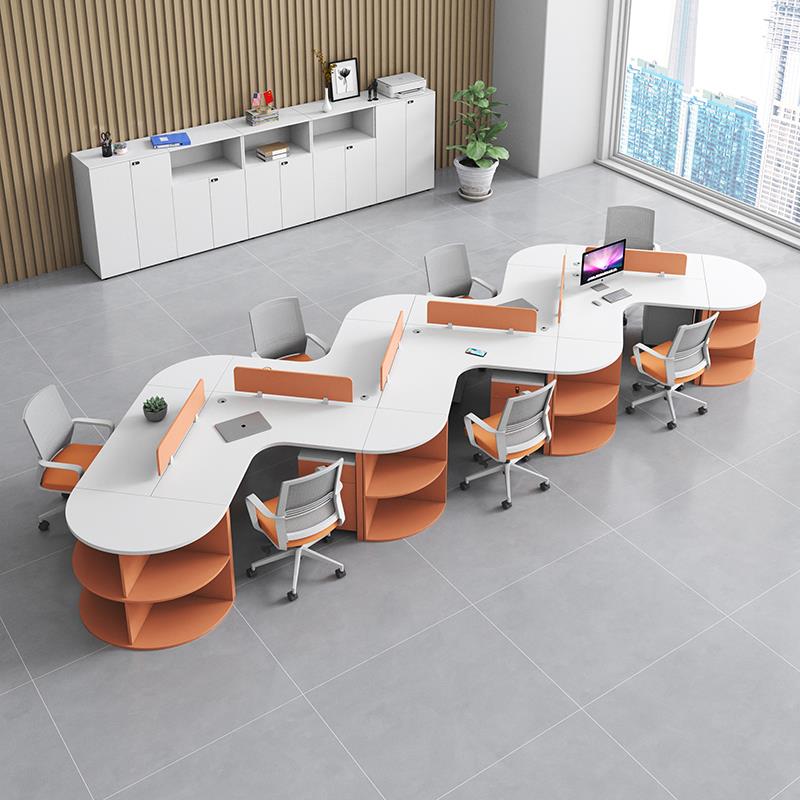 创意办公桌4/5/6人位员工位桌椅组合四人位办公室职员电脑桌简约