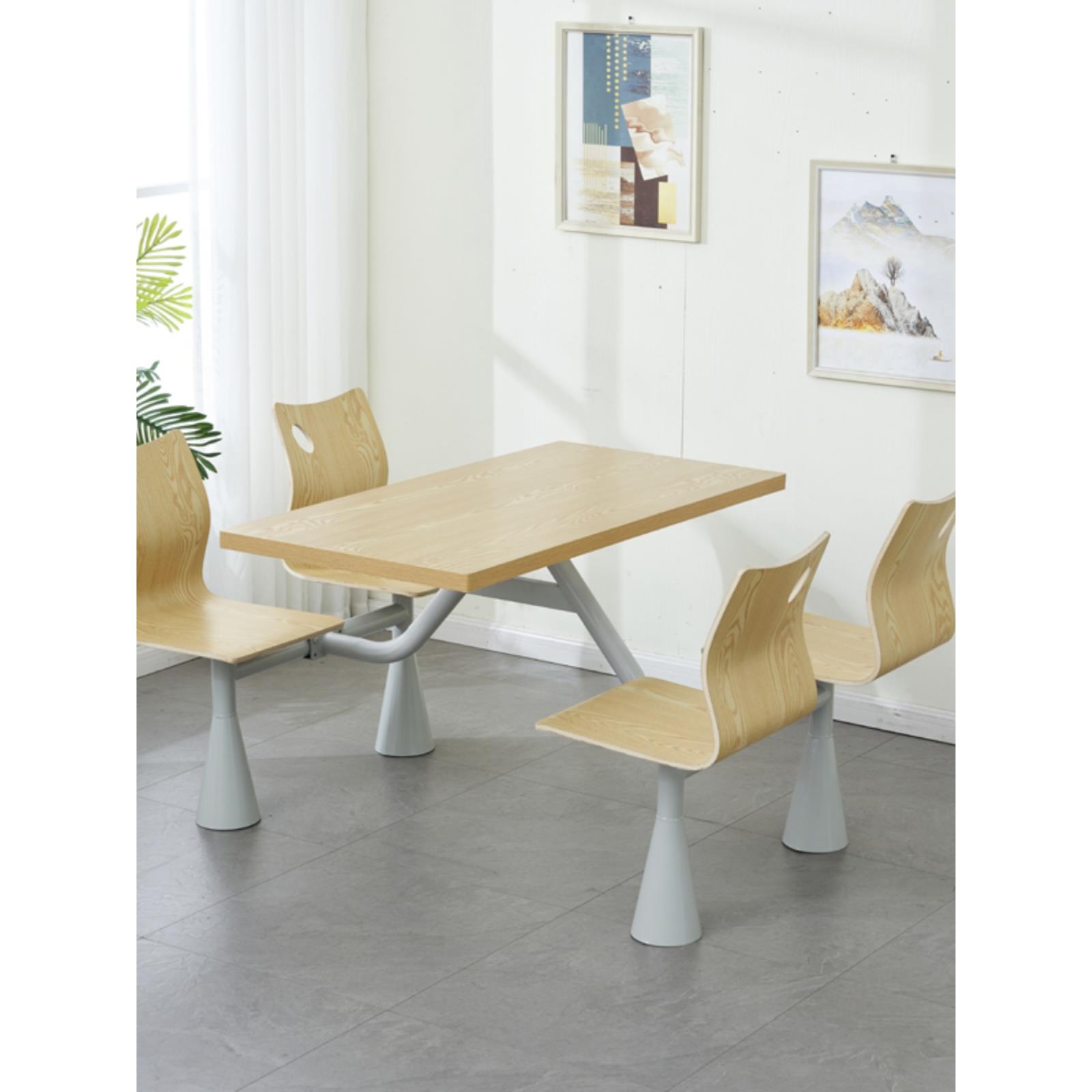 学校食堂桌椅公司单位医院职工4人6人连体食堂餐厅快餐桌椅组合