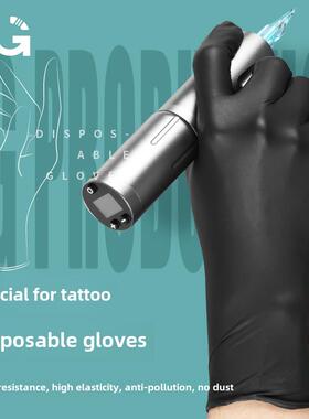 北京强子纹身器材Og纹身一次性丁腈手套黑色加厚防水手套