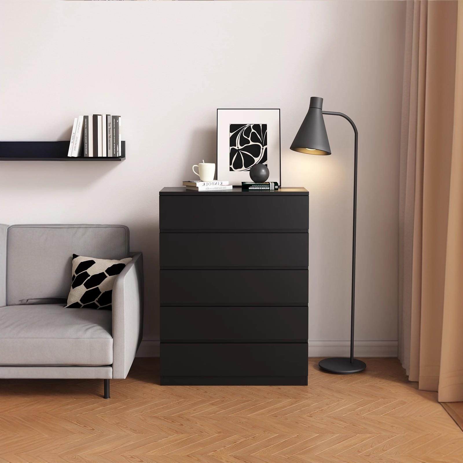 黑色斗柜家用卧室收纳柜大容量简约现代抽屉柜多层储物客厅电视柜