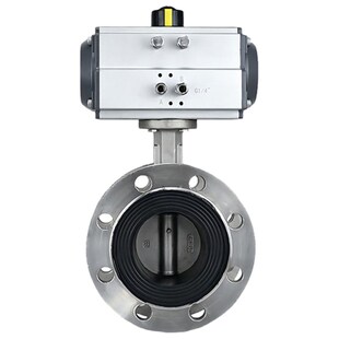 不锈钢气动法兰蝶阀 D641X橡胶软密封气控开关阀 304双作用气缸阀