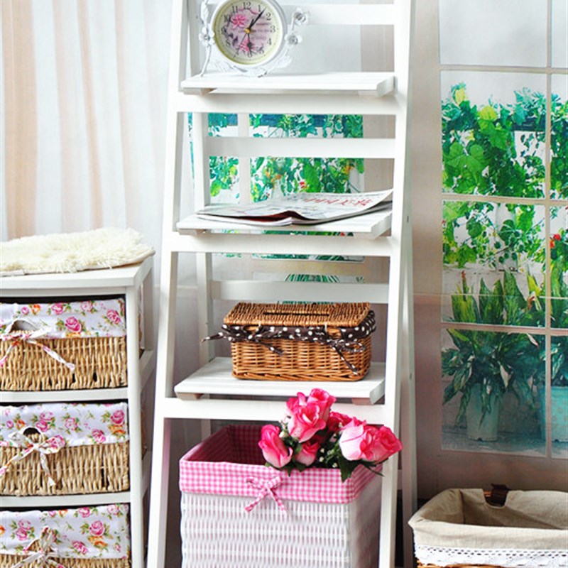 包邮实木置物架落地式 阳台花盆架小空间卧室多肉架室内 折叠简约